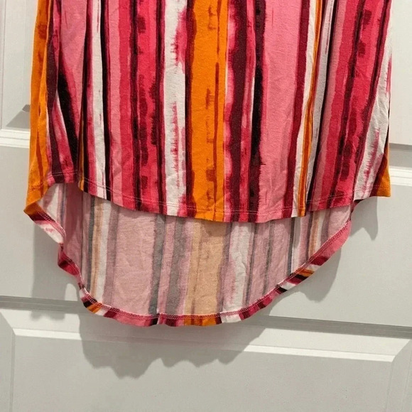 Ruff Hewn Pink Orange Stripe Long Tank Top T Shirt - Picture 5 of 9